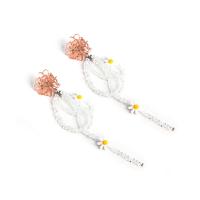 Acrylic Drop Earring, with Crystal & Zinc Alloy, Flower, fashion jewelry & for woman 