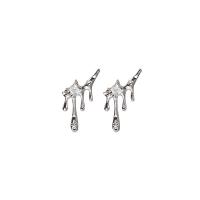 Zinc Alloy Rhinestone Stud Earring, platinum color plated, for woman & with rhinestone 