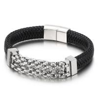 Titanium Steel Bracelet, with cowhide cord, plated, dyed & for man Approx 8.46 Inch 