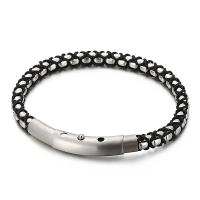 Titanium Steel Bracelet, with Cotton Cord, plated, dyed & for man Approx 8.26 Inch 