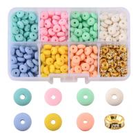 Polymer Clay Beads, with Plastic Box & Brass, DIY & with rhinestone, mixed colors 
