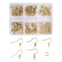 304 Stainless Steel Earring Finding Set, with Plastic Box, Vacuum Ion Plating, DIY, golden 