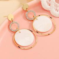 Zinc Alloy Rhinestone Drop Earring, fashion jewelry & for woman & with rhinestone, golden 