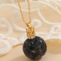 Gemstone Necklaces, Zinc Alloy, with Natural Stone, with 1.97inch extender chain, fashion jewelry & for woman & with rhinestone, 20mm Approx 18.11 Inch 