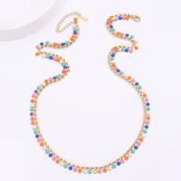 Brass Jewelry Necklace, fashion jewelry & for woman & enamel, multi-colored Approx 17.72 Inch 