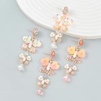 Resin Zinc Alloy Earring, with Resin & Acrylic, fashion jewelry & for woman & with rhinestone 