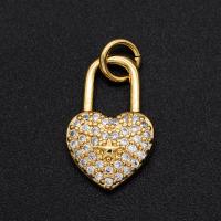 Cubic Zirconia Micro Pave Brass Pendant, Heart, gold color plated, Unisex & micro pave cubic zirconia Approx 