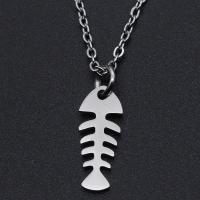 Titanium Steel Jewelry Necklace, Fish Bone, Vacuum Ion Plating, for woman Approx 40 cm, Approx 