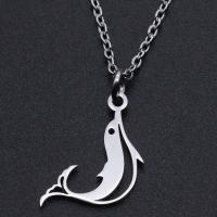 Titanium Steel Jewelry Necklace, Dolphin, Vacuum Ion Plating, for woman Approx 40 cm, Approx 