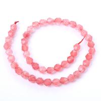Cherry Quartz Bead, Watermelon, with Cherry Quartz & Watermelon Brown, Round, polished, Star Cut Faceted & DIY Approx 14.96 Inch 