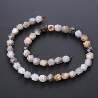 Natürlichen Bambus Achat Perlen, rund, poliert, Star Cut Faceted & DIY & verschiedene Größen vorhanden, gemischte Farben, Länge:ca. 14.96 ZollInch, verkauft von Strang