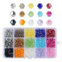 Doppelkegel Kristallperlen, Kristall, mit Kunststoff Kasten, Rhombus, DIY, gemischte Farben, 174x100x23mm, ca. 1500PCs/Box, verkauft von Box