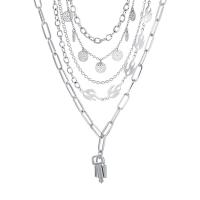 Fashion Multi Layer Necklace, Zinc Alloy, with 5-8cm extender chain, platinum color plated, 5 pieces & fashion jewelry & for woman, platinum color cm 