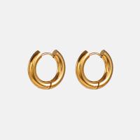 Titanium Steel Huggie Hoop Earring, gold color plated, fashion jewelry & for woman, 18.87mm 