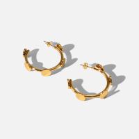 Titanium Steel Earrings, gold color plated, fashion jewelry & for woman, 34.5mm 