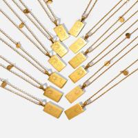 Titanium Steel Jewelry Necklace, Square, gold color plated & for woman cm 