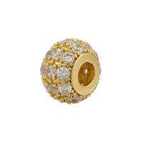 Brass Spacer Beads, plated, micro pave cubic zirconia 