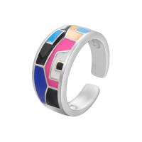 Латунь Манжеты палец кольцо, плакирован золотом, Регулируемый & Женский & эмаль, Много цветов для выбора, 21.5mm, продается PC