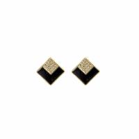 Enamel Zinc Alloy Stud Earring, Rhombus, gold color plated, micro pave cubic zirconia & for woman 