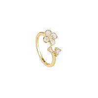 Zinc Alloy Cuff Finger Ring, gold color plated & micro pave cubic zirconia & for woman, 20mm, 10mm 