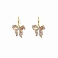 Zinc Alloy Rhinestone Drop Earring, Butterfly, gold color plated, for woman & with rhinestone 