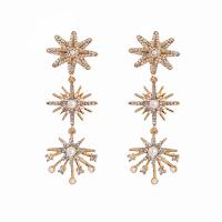 Zinc Alloy Rhinestone Drop Earring, with Plastic Pearl, Star, gold color plated, for woman & with rhinestone 