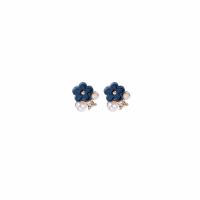 Kunststoff Perle Zink Legierung Ohrring, Zinklegierung, mit Kunststoff Perlen, Blume, goldfarben plattiert, für Frau & Emaille, 10x12mm, verkauft von Paar