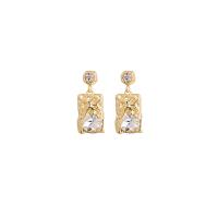 Zinc Alloy Rhinestone Drop Earring, Rectangle, plated, for woman & with rhinestone 