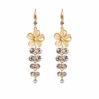 Zinc Alloy Rhinestone Drop Earring, with Acrylic, Flower, gold color plated, for woman & with rhinestone 