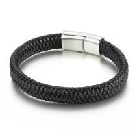 Men Bracelet, Titanium Steel, with cowhide cord, for man, original color Approx 8.26 Inch 