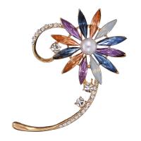 Crystal Brooch, Zinc Alloy, with Freshwater Pearl & Crystal, gold color plated, Unisex & with rhinestone 