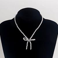 Plastic Pearl Necklace, Zinc Alloy, with ABS Plastic Pearl, with 10cm extender chain, platinum color plated, fashion jewelry & for woman, platinum color, 45mm cm 