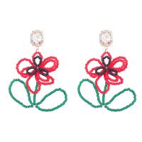 Glass Seed Beads Earring, Zinc Alloy, with Seedbead, fashion jewelry & for woman & with rhinestone, multi-colored 