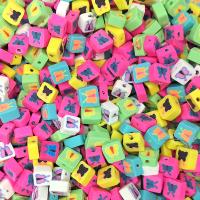 Polymer Clay Jewelry Beads,  Square, DIY, mixed colors, 10mm, Approx 