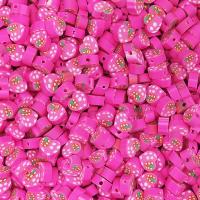 Polymer Clay Jewelry Beads, Heart, DIY, pink, 10mm, Approx 