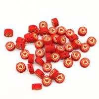 Polymer Clay Jewelry Beads, Flat Round, DIY, red, 10mm, Approx 