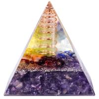 Resin Pyramid Decoration, with Gemstone & Brass, Pyramidal, plated & epoxy gel 