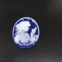 Fashion Resin Cabochons, Oval, embossed, DIY, blue 