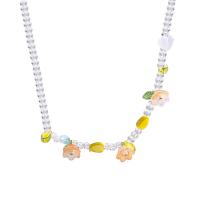 Crystal Necklace, with Cats Eye & Resin, with 5.3cm extender chain, Flower, fashion jewelry & for woman, multi-colored Approx 37 cm 
