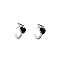 Enamel Zinc Alloy Stud Earring, Heart, high quality silver color plated, fashion jewelry & for woman, silver color 