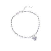 Brass Bracelets, with 3.3cm extender chain, Heart, high quality silver color plated, Adjustable & fashion jewelry & for woman, silver color Approx 16.5 cm 