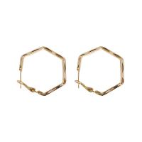 Zinc Alloy Hoop Earring, Hexagon, high quality plated, fashion jewelry & for woman & hollow 31mm 
