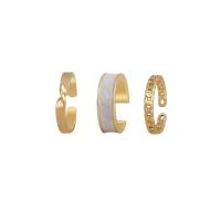 Латунь Манжеты палец кольцо, Кольцевая форма, плакированный настоящим золотом, три части & ювелирные изделия моды & Женский, Золотой, внутренний диаметр:Приблизительно 19mm, продается указан