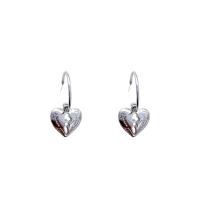 Brass Drop Earring, Heart, high quality silver color plated, fashion jewelry & for woman, silver color 