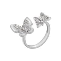 Brass Cuff Finger Ring, Butterfly, plated, Adjustable & for woman & enamel 20.5mm 