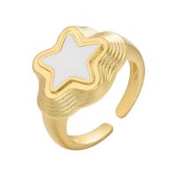 Палец кольцо-латунь, Латунь, Звезда, плакирован золотом, Регулируемый & Женский & эмаль, Много цветов для выбора продается PC