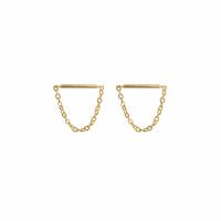 Brass Drop Earring, plated, oval chain & for woman 