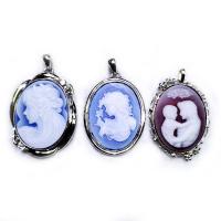 Agate Zinc Alloy Pendants, with Zinc Alloy, silver color plated, embossed & Unisex 