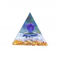 Resin Pyramid Decoration, with Gold Foil & Gemstone, Pyramidal, epoxy gel, Zodiac symbols jewelry  