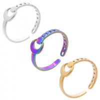 304 Stainless Steel Cuff Finger Ring, Moon, Vacuum Ion Plating, Adjustable & Unisex US Ring 